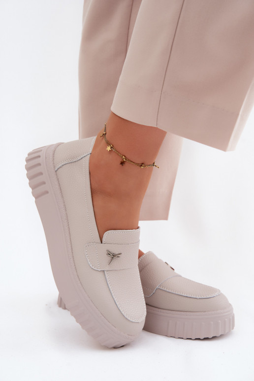  boty  s platformou Slip-on vzor Vinceza 93218 béžové