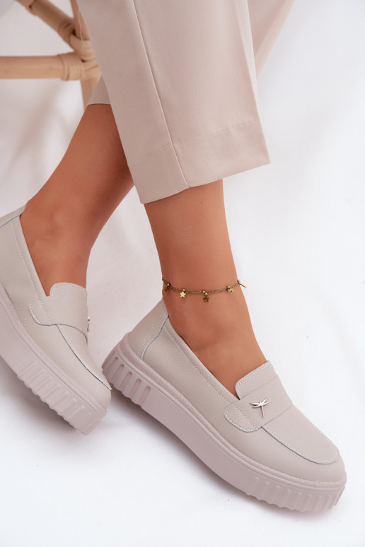  boty  s platformou Slip-on vzor Vinceza 93218 béžové