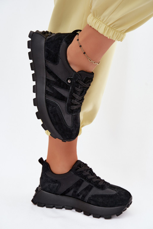  ze semiše Tenisky  s platformou Vinceza 41520 Černé