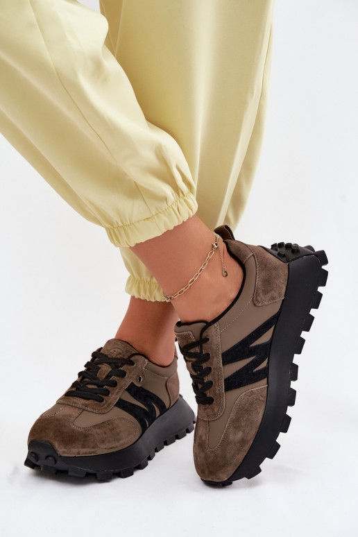  ze semiše Tenisky  s platformou Vinceza 41520 khaki