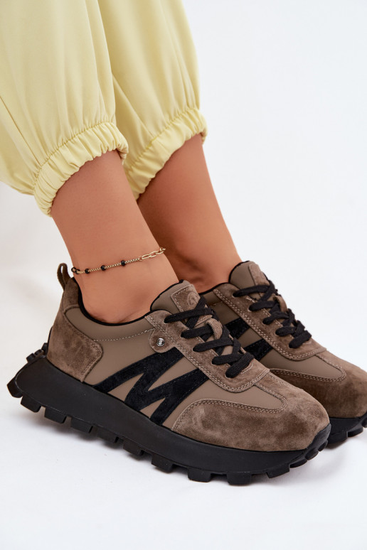  ze semiše Tenisky  s platformou Vinceza 41520 khaki