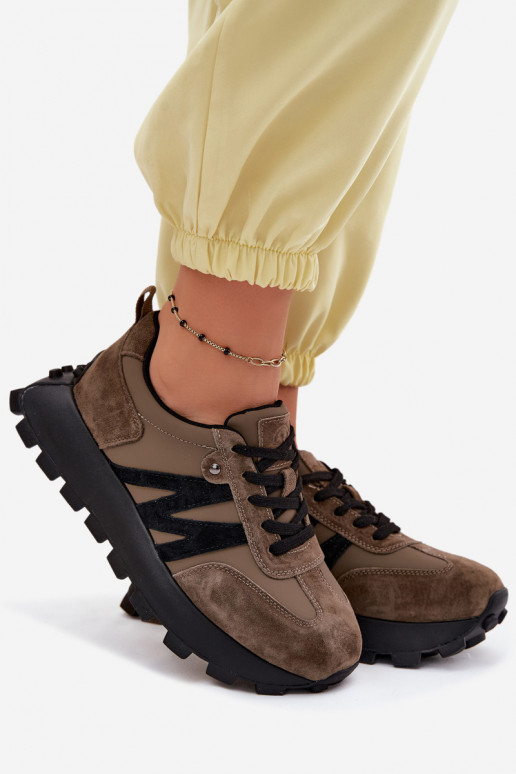  ze semiše Tenisky  s platformou Vinceza 41520 khaki