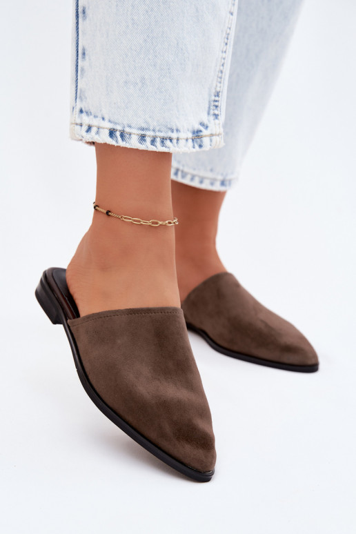  Semišové pantofle Mule  D&A JC61-1004 khaki