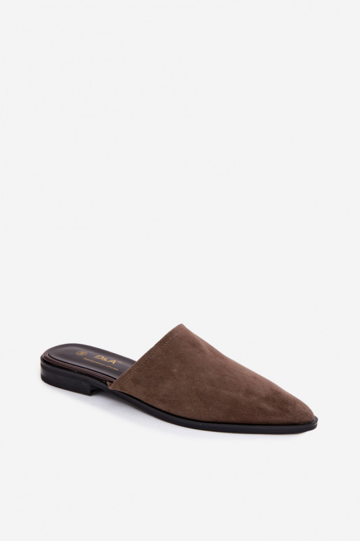  Semišové pantofle Mule  D&A JC61-1004 khaki