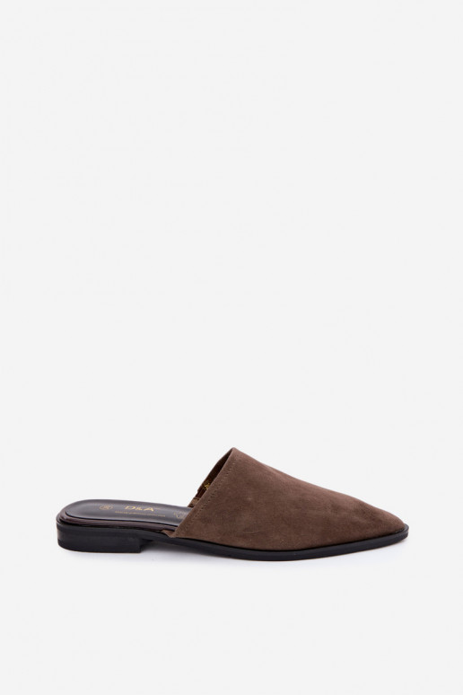  Semišové pantofle Mule  D&A JC61-1004 khaki