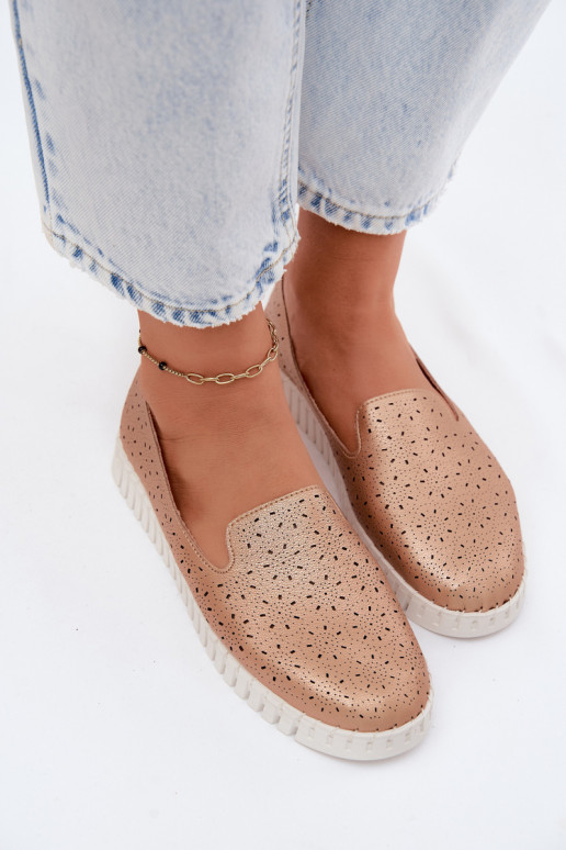 s ažurovými prvky Slip-on vzor boty  Szampańskie Salty