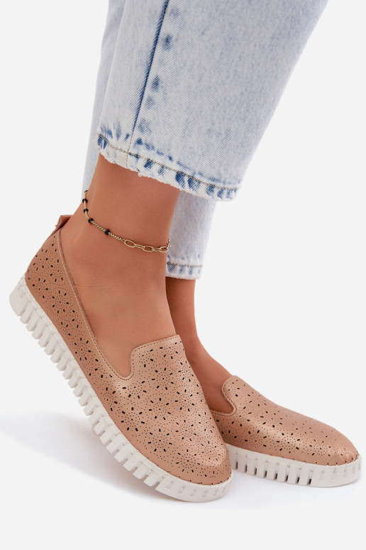 s ažurovými prvky Slip-on vzor boty  Szampańskie Salty
