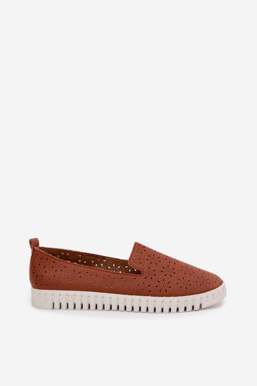 s ažurovými prvky Slip-on vzor boty  hnědáSalty