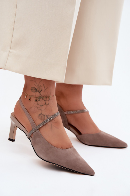  Elegantní vysoké podpatky Ze Zdobionym em D&A CR61-3048 béžové