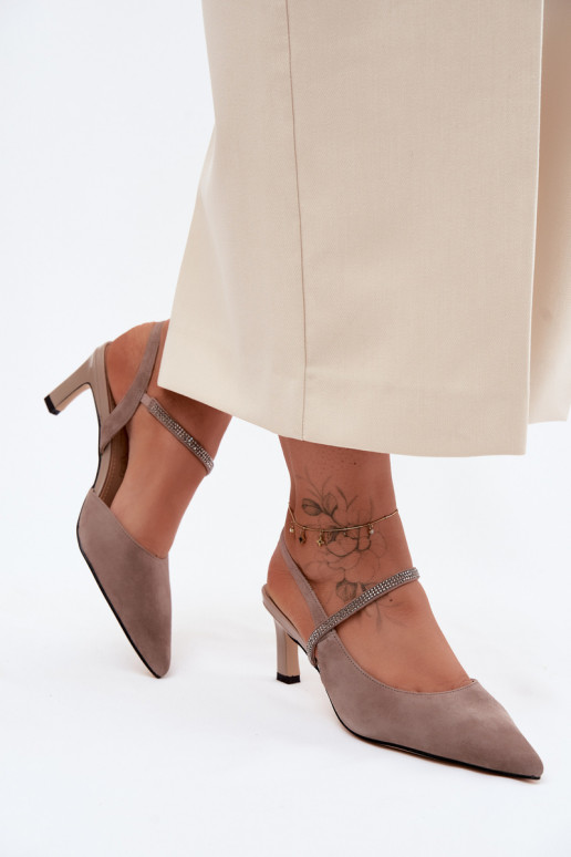  Elegantní vysoké podpatky Ze Zdobionym em D&A CR61-3048 béžové
