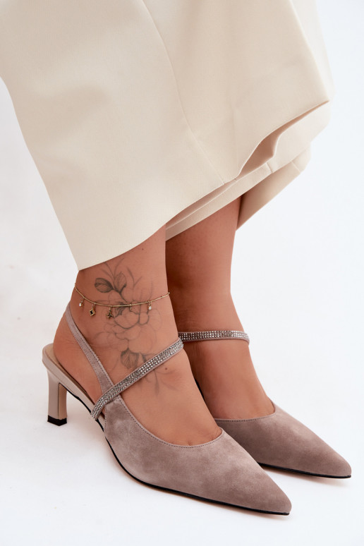  Elegantní vysoké podpatky Ze Zdobionym em D&A CR61-3048 béžové