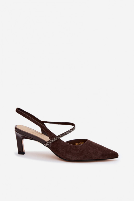  Elegantní vysoké podpatky Ze Zdobionym em D&A CR61-3048 Czekoladowe