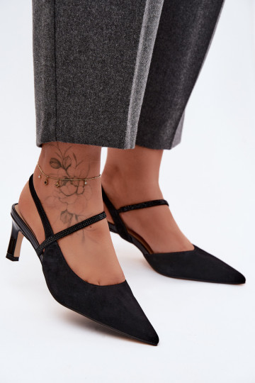  Elegantní vysoké podpatky Ze Zdobionym em D&A CR61-3048 Černé