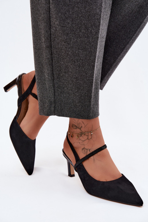 Elegantní vysoké podpatky Ze Zdobionym em D&A CR61-3048 Černé
