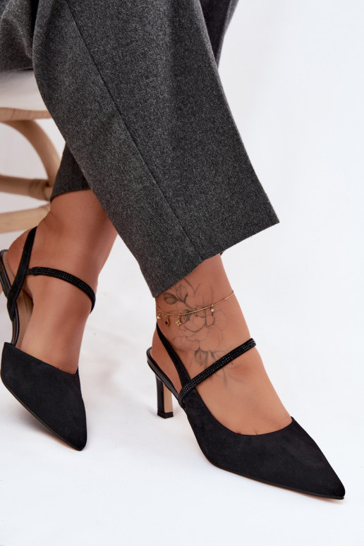  Elegantní vysoké podpatky Ze Zdobionym em D&A CR61-3048 Černé