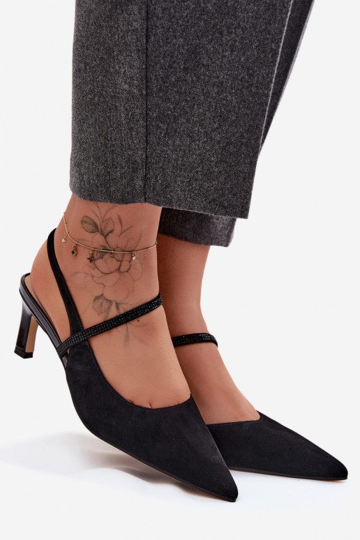  Elegantní vysoké podpatky Ze Zdobionym em D&A CR61-3048 Černé