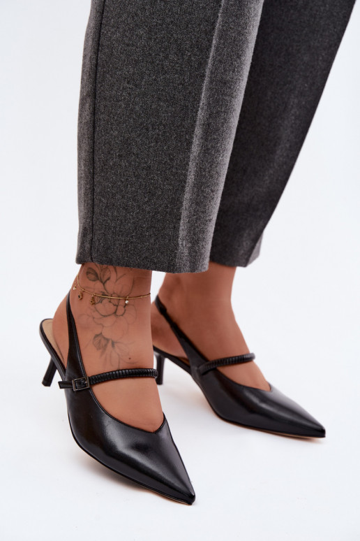  Obuv Elegantní sandály na vysokém podpatku s popruhy D&A CR61-3046 Černé
