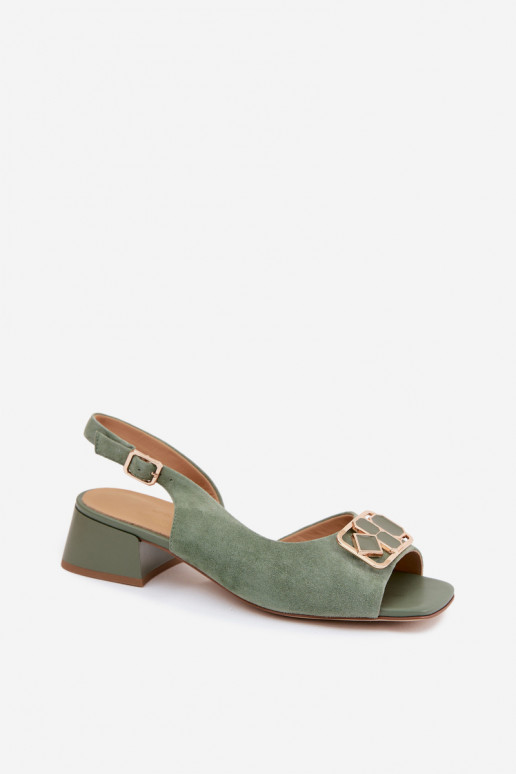 Elegantní styl Žabky Z Naturalnego Zamszu s podpatky D&A CE61-3127 zelené