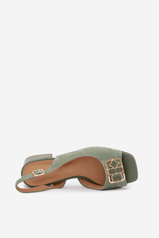 Elegantní styl Žabky Z Naturalnego Zamszu s podpatky D&A CE61-3127 zelené