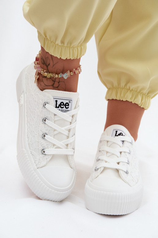 s krajkovými motivy Ležérní obuv s platformou LEE ISLA LACE WOMEN LOW 50261003.1FG bílé