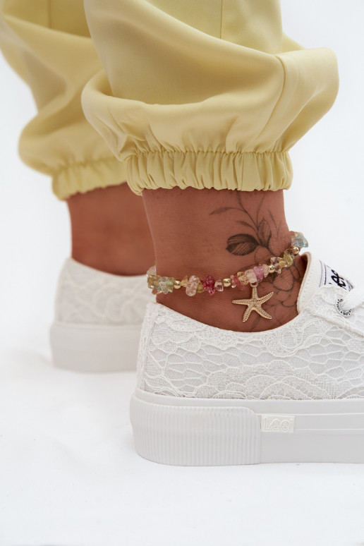 s krajkovými motivy Ležérní obuv s platformou LEE ISLA LACE WOMEN LOW 50261003.1FG bílé