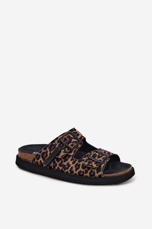 Dámské pantofle s přezkami s platformou D.Franklin DFSH407011 se vzory leopardí kožešiny