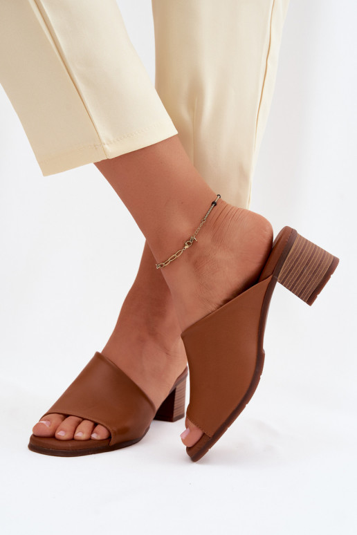 Pantofle  s podpatky  E7395-29 Camel