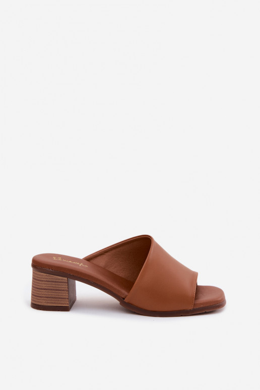 Pantofle  s podpatky  E7395-29 Camel