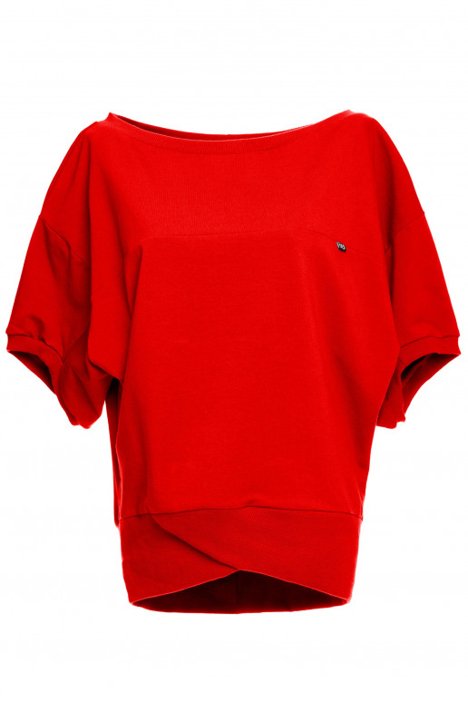 Červená oversized halenka s překládanými detaily
