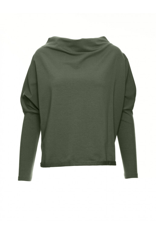 Oversized tričko vojenské zelené barvy s V výstřihem na zádech