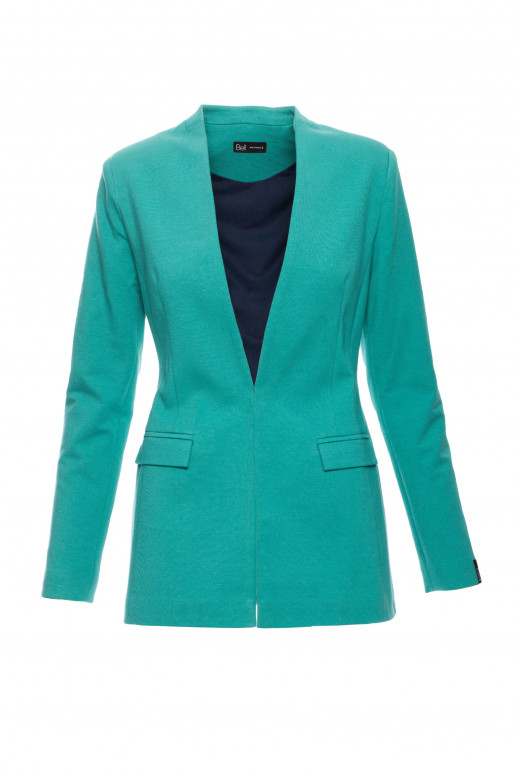Zelený pletený sako bez límce