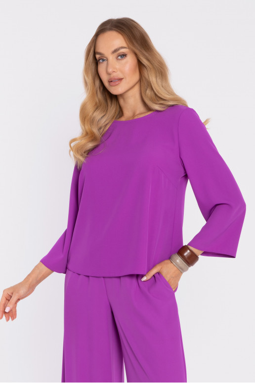 Levandulová elegantní blůza s volnými rukávy