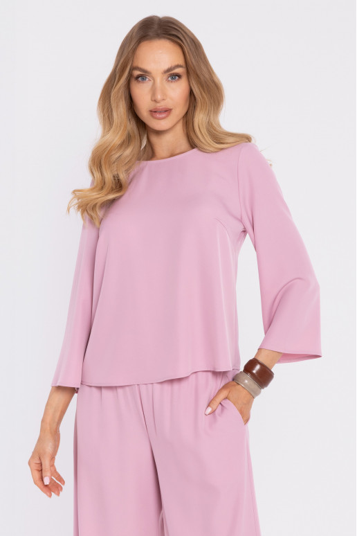 Pudrová elegantní blůza s volnými rukávy