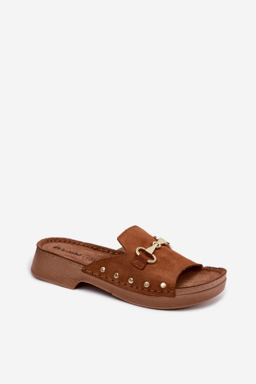 Dámské semišové pantofle Inblu TF0002KU Camel