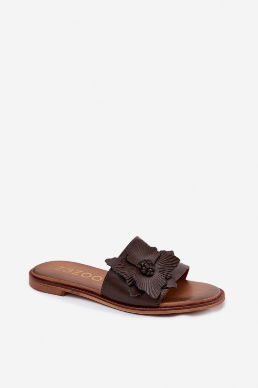 Pantofle  s ornamenty Zazoo 40477 Czekoladowe