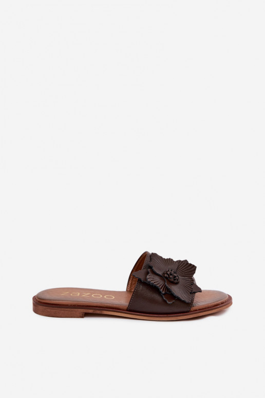 Pantofle  s ornamenty Zazoo 40477 Czekoladowe
