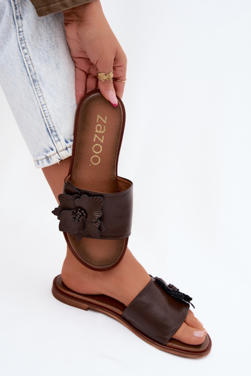 Pantofle  s ornamenty Zazoo 40477 Czekoladowe