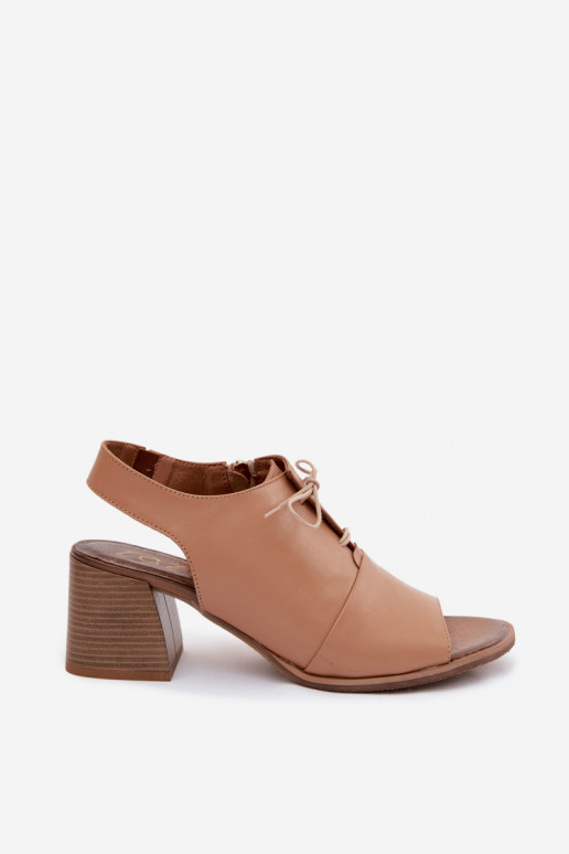  Elegantní sandály na vysokém podpatku se stylovými detaily Zazoo 40523 cappuccino
