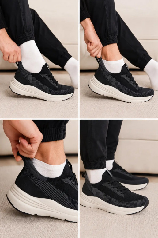 tenisky   Tenisky Slip-on vzor s platformou Kobbo 102421 Černé