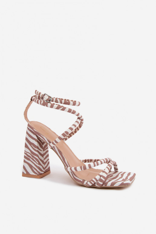  Elegantní sandály na vysokém podpatku béžové Zebra Josette