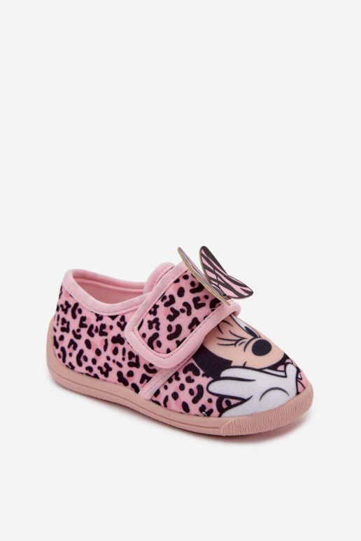 Pantofle pro děti se samolepicími uzávěry MINNIE MOUSE růžová Serafina