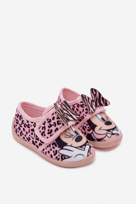 Pantofle pro děti se samolepicími uzávěry MINNIE MOUSE růžová Serafina