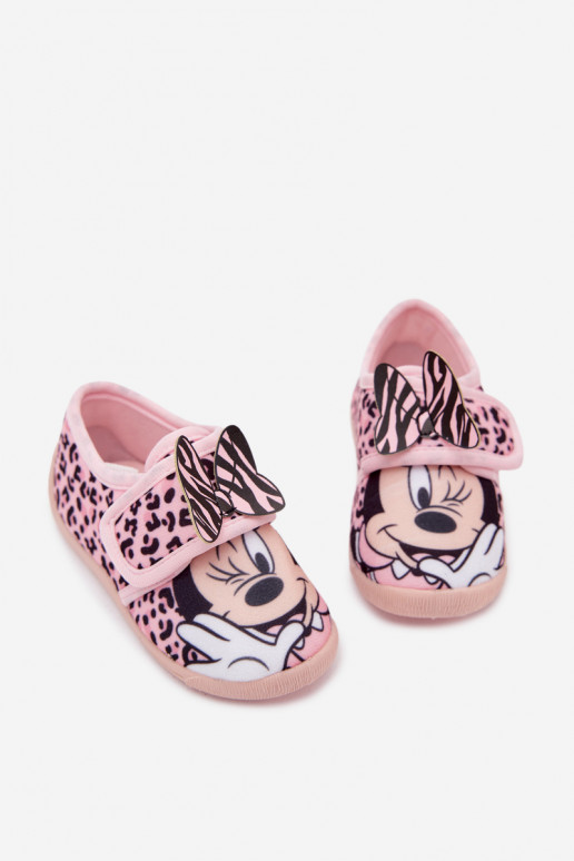 Pantofle pro děti se samolepicími uzávěry MINNIE MOUSE růžová Serafina