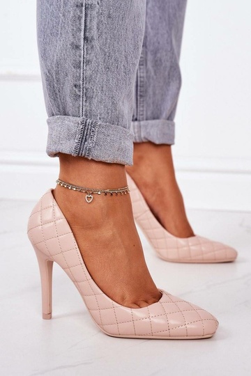 Elegant Quilted Heels Beige... 2