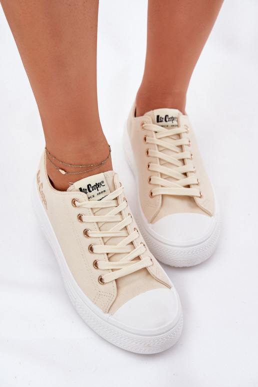 Ležérní obuv s platformou Lee Cooper LCW-24-44-2464L béžové