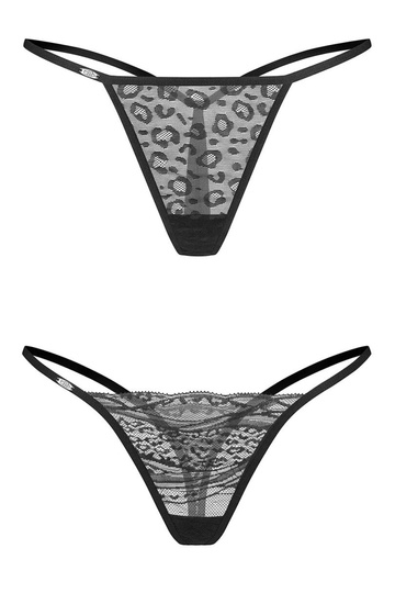 Černé Clara tanga 2 ks Obsessive