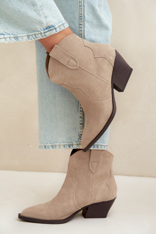 Slip-on vzor Boty v kovbojském stylu  Z Naturalnego Zamszu slonová kost Beretta