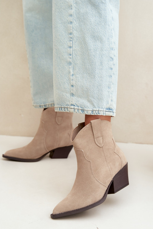 Slip-on vzor Boty v kovbojském stylu  Z Naturalnego Zamszu slonová kost Beretta