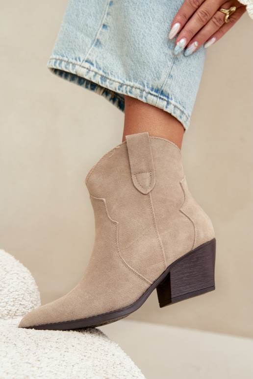 Slip-on vzor Boty v kovbojském stylu  Z Naturalnego Zamszu slonová kost Beretta
