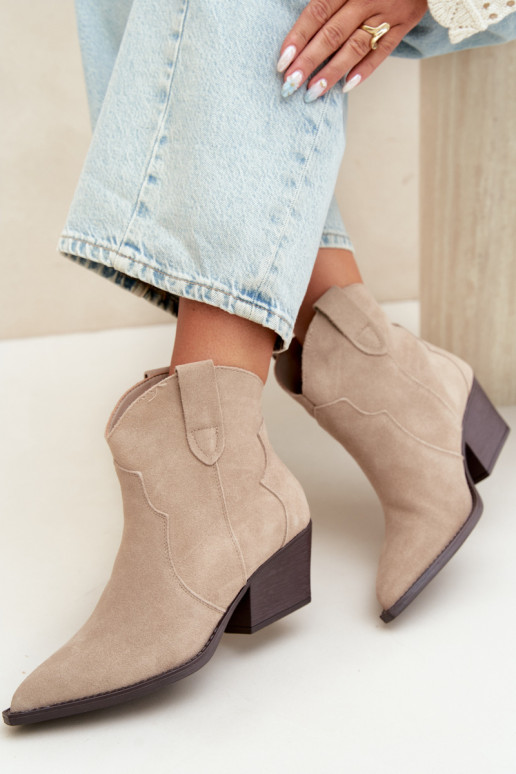 Slip-on vzor Boty v kovbojském stylu  Z Naturalnego Zamszu slonová kost Beretta
